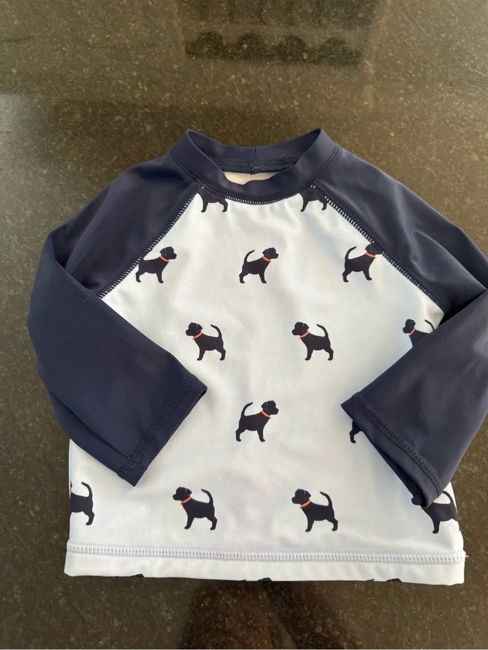 Janie and Jack 6-12mth Swim & Rash-guard Set Baby Blue w/Black Puppy Print NEW